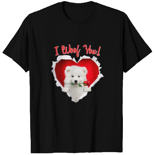 Dog Samoyed I Woof You Samoyed Dog Lover Valentines Day Couple T-Shirts