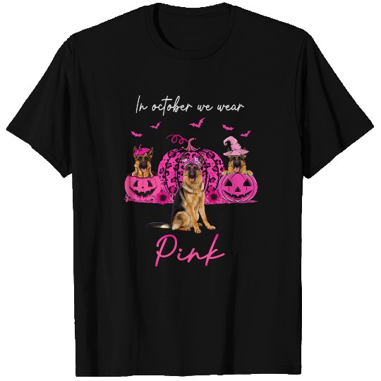 GSD In October We Wear Pink Halloween Dog German Shepherd Dog Dog T-Shirts