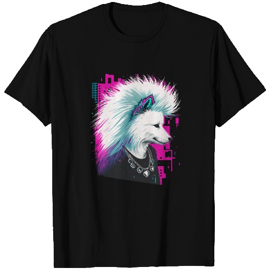 Dog Samoyed with Punk Hair Hairstyle for Punk Rock Fans T-Shirts