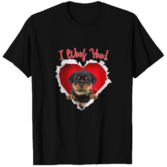 Dog Rottweiler I Woof You Rottweiler Dog Lover Valentines Day Couple T-Shirts