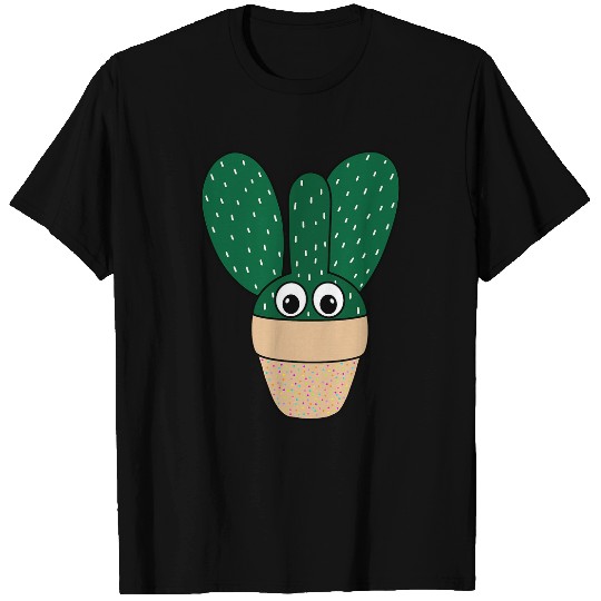 Bunny Ears Cactus In Dotted Terracotta Pot T-Shirts