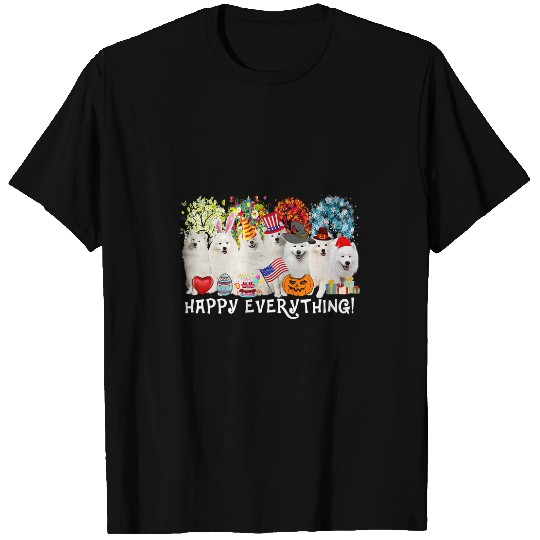 Dog Samoyed Happy Everything Samoyed Dog Seasons All Year Tree Lover23 T-Shirts
