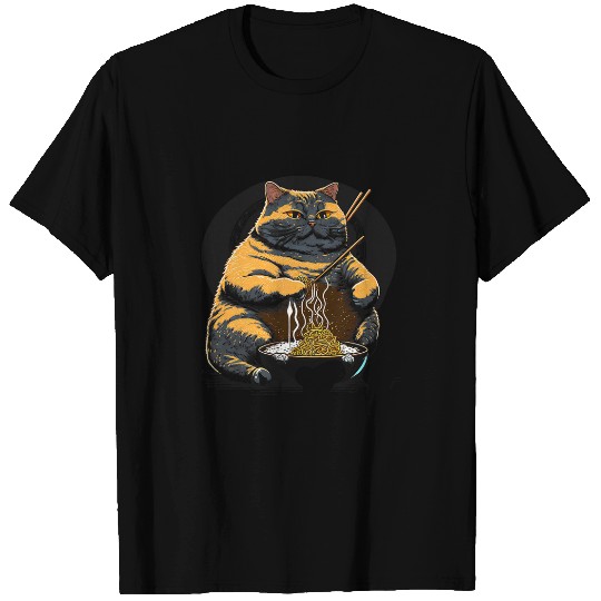 Fat Cute Cat Japanese Samurai sumos Animal Art 1 T-Shirts