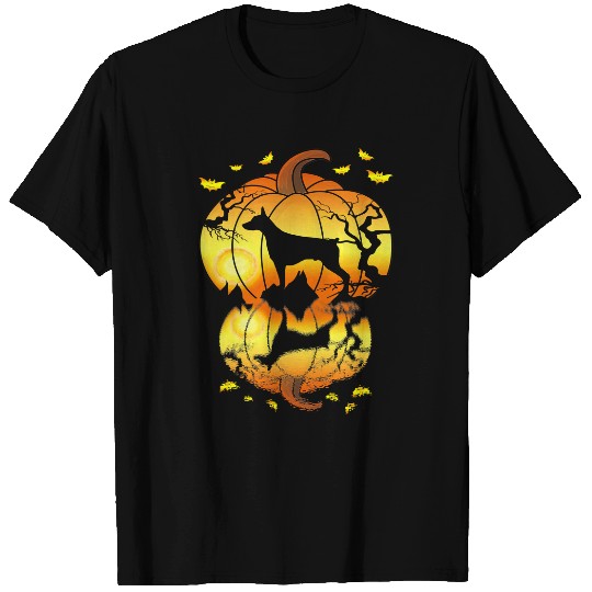 Dog Doberman Water Reflection In A Pumpkin Halloween Costume T-Shirts