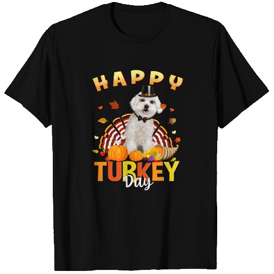 Dog Maltese Happy Turkey Day Maltese Thanksgiving Day Tees Holiday T-Shirts