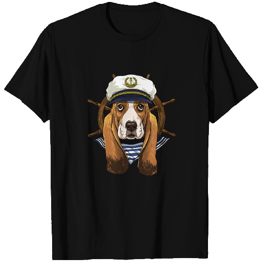 Dog Basset Hound Sailor Boat Captain Basset Hound Dog 371 T-Shirts