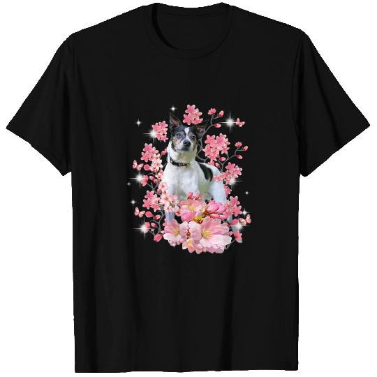 Dog Rat Terrier Cherry Blossom Flowers T-Shirts