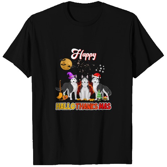 Dog Husky Happy Hallothanksmas Halloween Thanksgiving xmass 84 T-Shirts