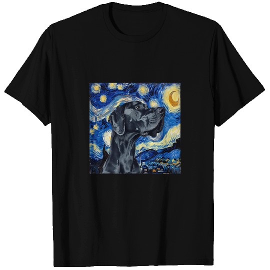 Great Dane Dog Van Gogh Style Starry Night T-Shirts