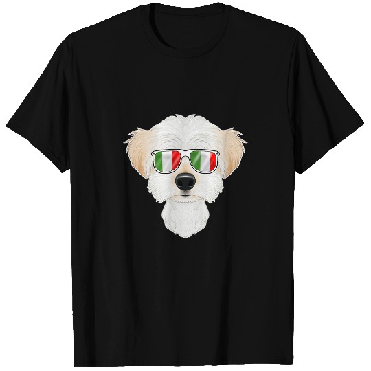 Dog Maltese Italy Sunglasses I Italian Flag T-Shirts