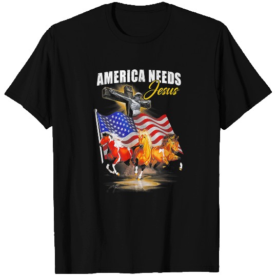 Christian Horse Our Nation American Needs Jesus 4th Of July 15 Christ T-Shirts