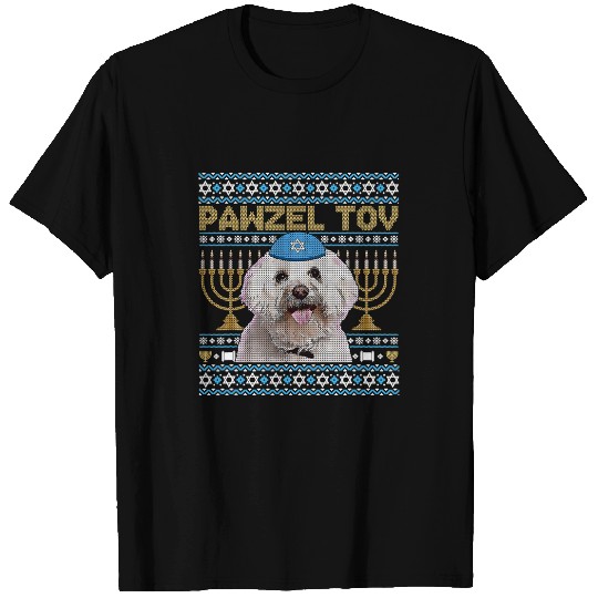 Dog Maltese Pawzel Tov Jewish Maltese Dog Funny Hanukkah T-Shirts