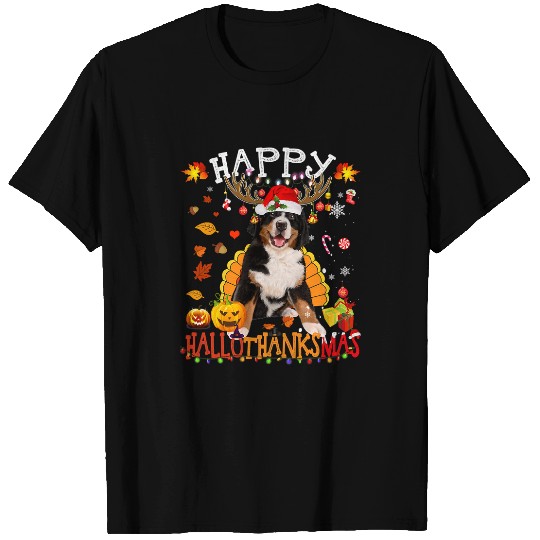 Bernese Dog Happy Hallothanksmas Halloween Thanksgiving xmass 155 T-Shirts