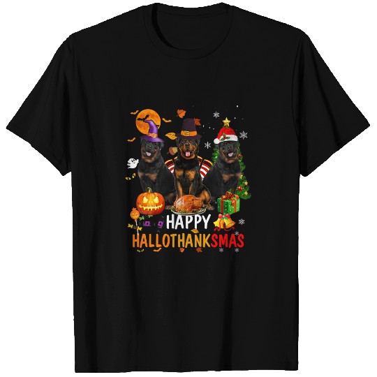 Dog Rottweiler Halloween Merry Christmas Happy Hallothanksmas T-Shirts