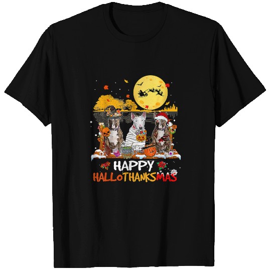 Bull Terrier Happy Hallothanksmas Halloween Thanksgiving T 13 T-Shirts