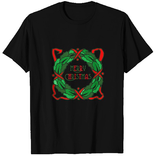 Christmas wreath design vintages artwork T-Shirts