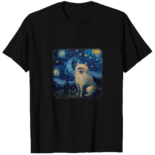 Dog in starry night van gogh Pomeranian 2 T-Shirts