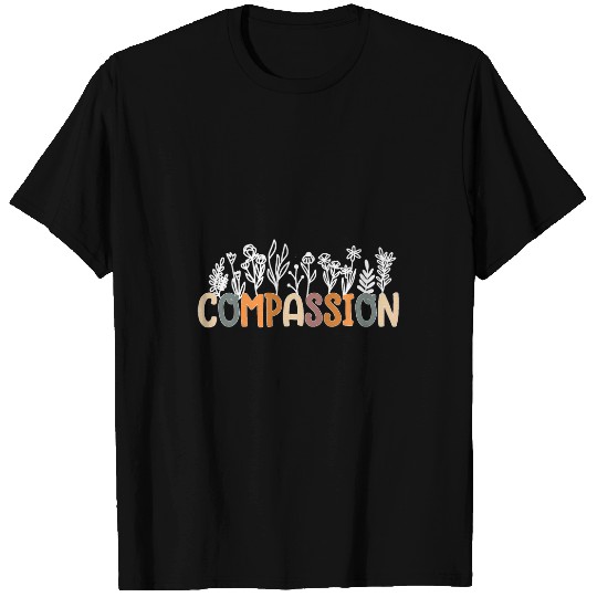 Compassion Line Art Wildflowers Trendy Empathy Floral Boho T-Shirts