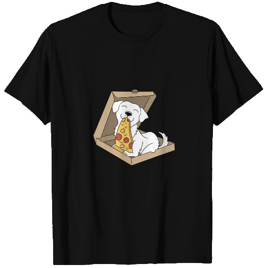Great Pyrenees Eating Pizza Funny Dog T-Shirts