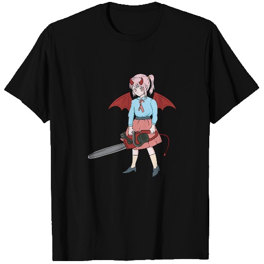 Halloween Anime Devil Girl Otaku Japan Culture Art Grey T-Shirts