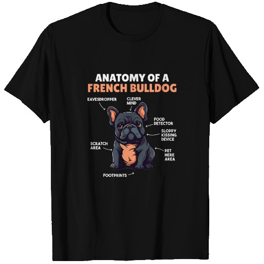 Cute Dogs Explanation Anatomy Of A French Bulldog T-Shirts