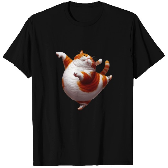 Chubby Cat Ballet Dance Whimsical Feline Performance T-Shirts