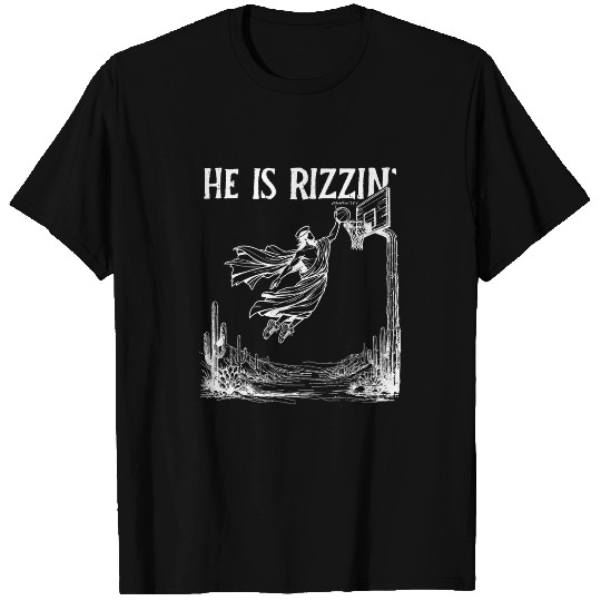 He Is Rizzin Funny Easter Jesus Playing Basketball Christian 2 T-Shirts