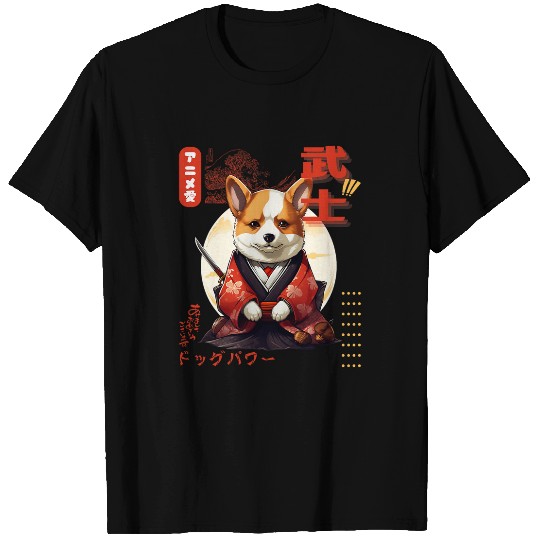 Corgi Kimono Samurai Traditional Japanese Art for Men Boys T-Shirts