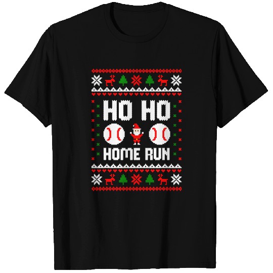 Ho Ho homes Run Baseball Santa Claus Ugly Christmas T-Shirts