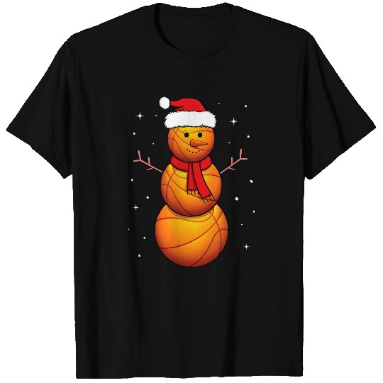 Basketball Snowman Santa Hat Sports Men Boys Christmas Xmas T-Shirts