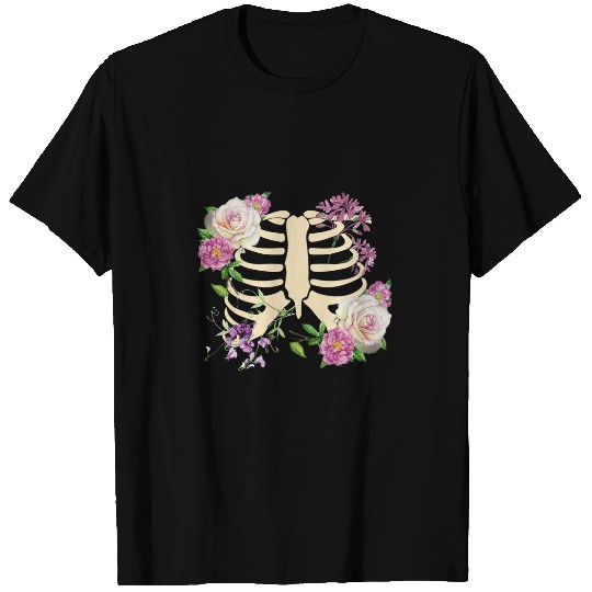 Cottagecore Botanical Skeletons Human Rib Boho Floral Witchy T-Shirts