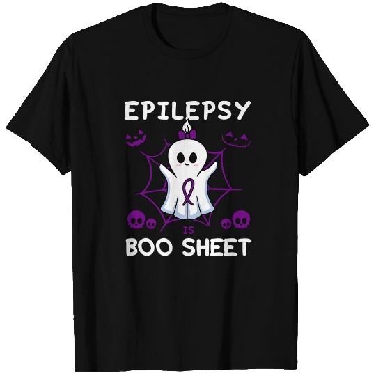 Epilepsy Purple Awareness Ribbon ghosts Boo Halloween Holiday T-Shirts