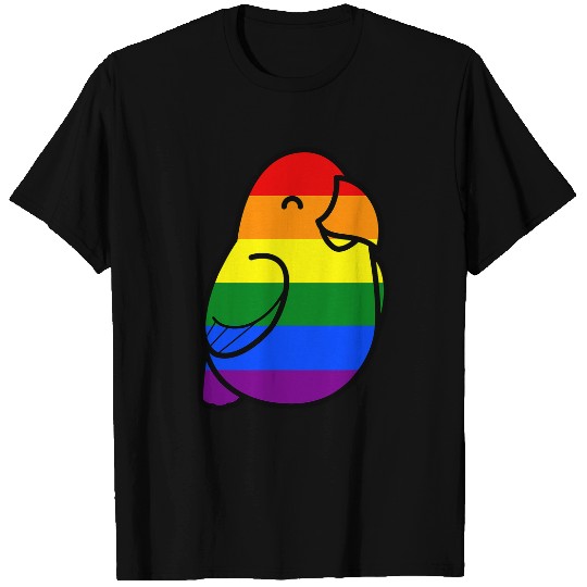 Too Many Birds Rainbow Pride Parrot Pattern T-Shirts