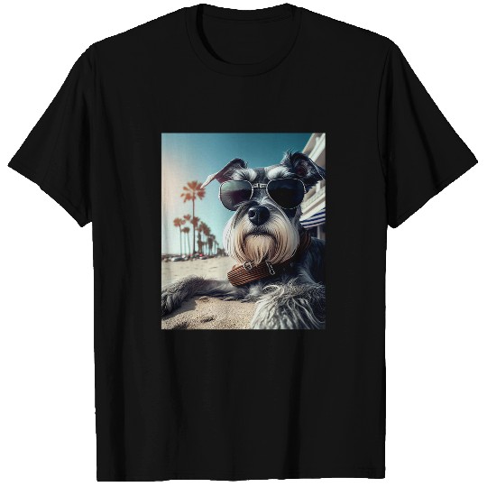 Cool Schnauzer wearing sunglasses portrait T-Shirts