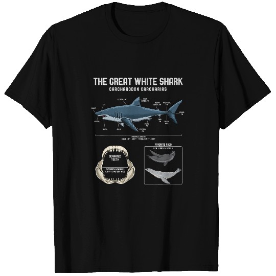 Great White Shark Anatomy Shark Marine Biologist T-Shirts