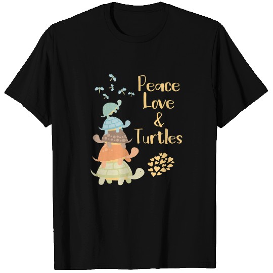 Peace Love and Turtles 2Whimsical Turtle and Dragonfly T-Shirts