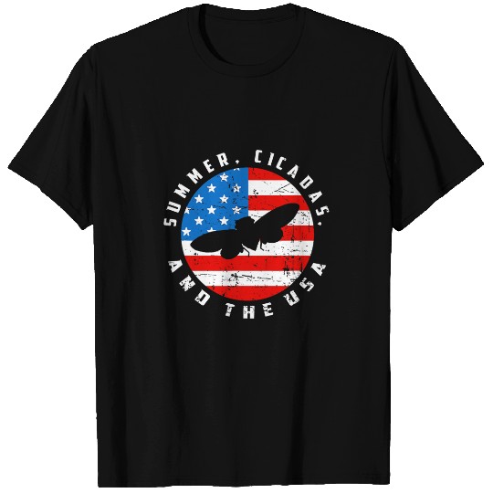 Summer Cicadas 2The USA American Flag Cicada Silhouette Art T-Shirts