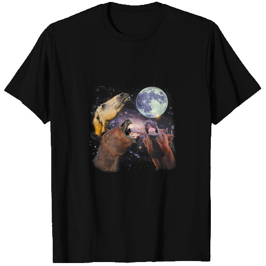 Three Horses Howling At The Moon Classic Horse Starry Night T-Shirts