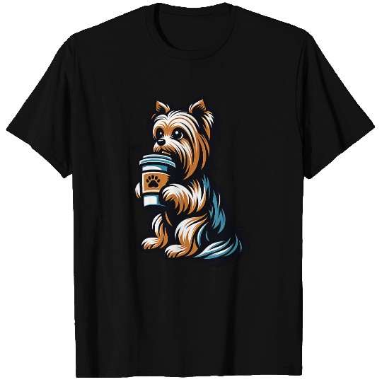 Coffee Tea Drinking Yorkshire Terrier Yorkie Dog Puppy Lover T-Shirts