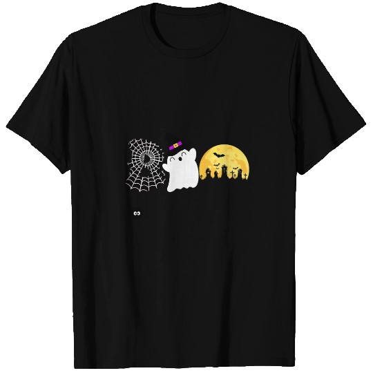 Simple Halloween Boo Funny ghosts Spider Web Spooky Costume T-Shirts