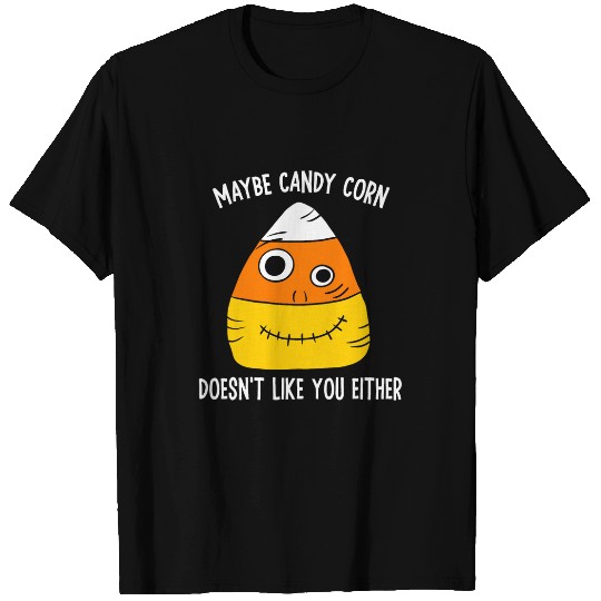 Lacrosse Gift Maybe Candy Corn Doesnt Like You Either Funny Halloween T-Shirts
