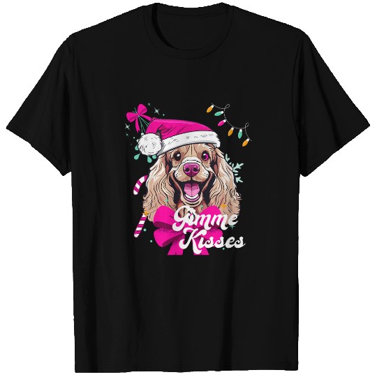 Christmas Cocker Spaniel Dog Kisses Mistletoe Puppy Pet T-Shirts