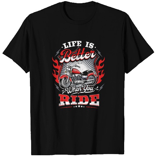 dad motorcycle s motorcycle riding life is better T-Shirts