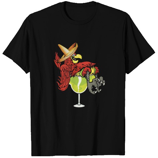 Parrot In Margarita Drinking Glass Hawaiian Parrot Vacation T-Shirts