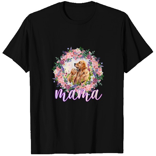 Flowers Mom Cute Baby Golden Retriever Dog Mama Mothers Day T-Shirts