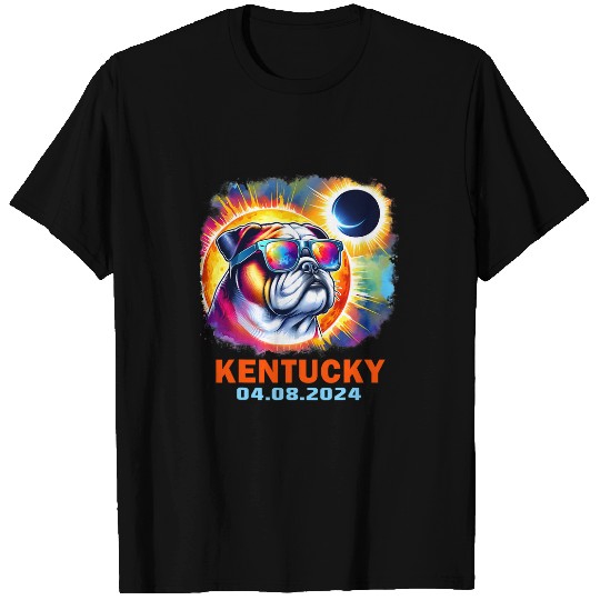 Colorful Bulldog Total Solar Eclipse 2024 Kentucky T-Shirts