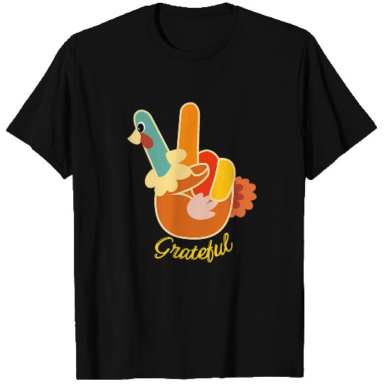 Peace Love Turkey Grateful Turkey Hand Sign Thanksgiving 22 8 T-Shirts