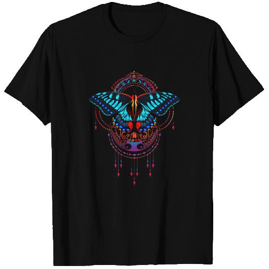 Magic Butterfly over Mandala T-Shirts