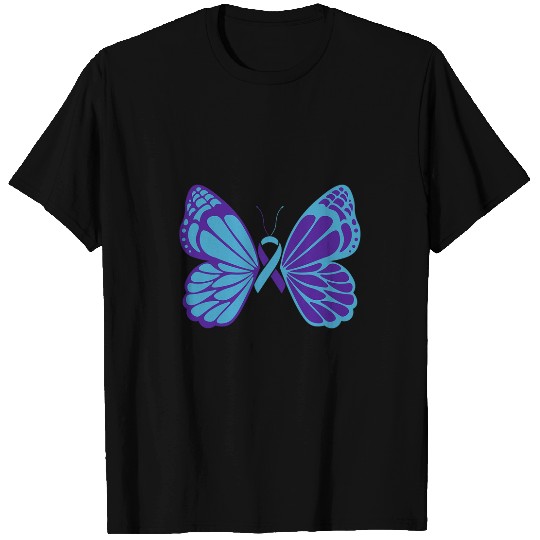 suicides Prevention Ribbon Butterfly Teal and Purple T-Shirts
