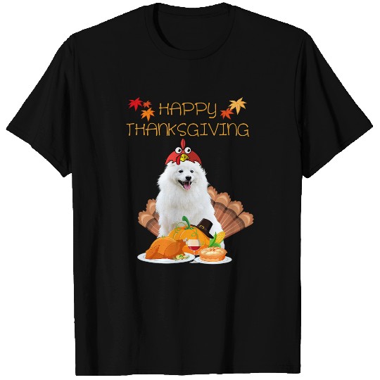 Happy Thanksgiving Day American Eskimo Dog Gift Funny Turkey T-Shirts